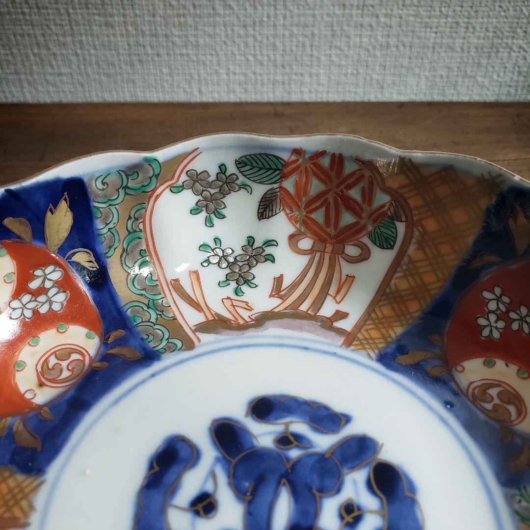 なます皿　江戸時代 色絵金彩 古伊万里 膾皿　 輪花　美品