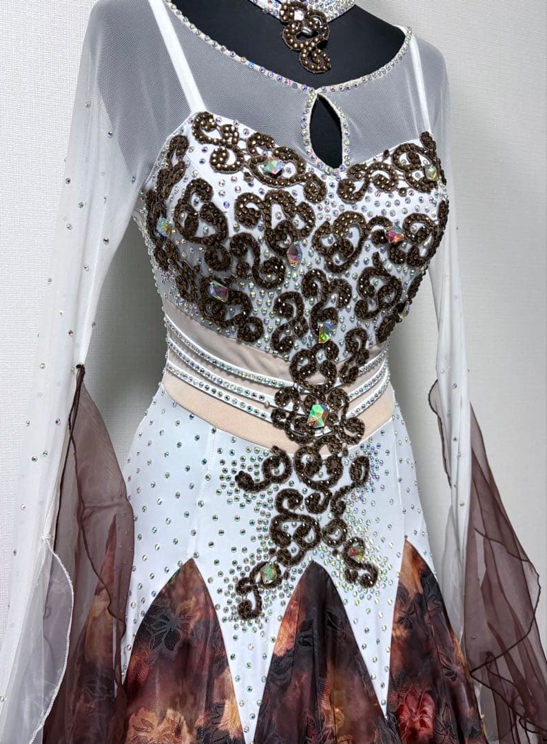 社交ダンス用ドレス　競技用ドレス　モダンドレス　バイカラー