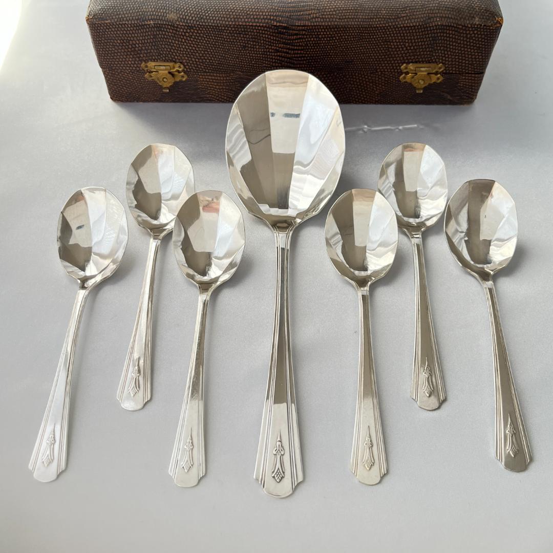 【英国】 アールデコのアイスセット スプーン / サーバー Art Deco