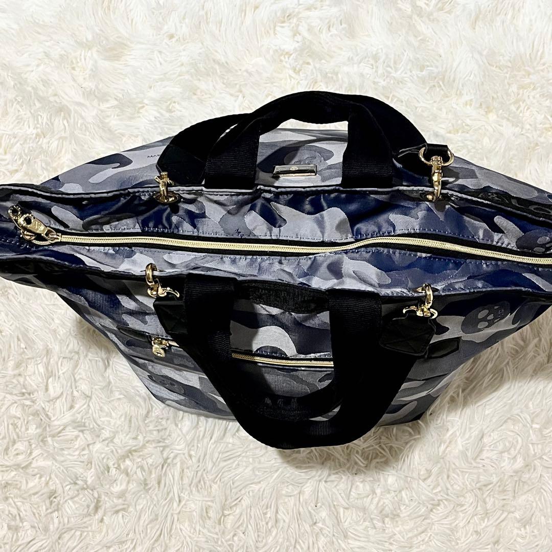 未使用級✨MARK&LONA トートバッグ　2way 迷彩　スカル　ネイビー