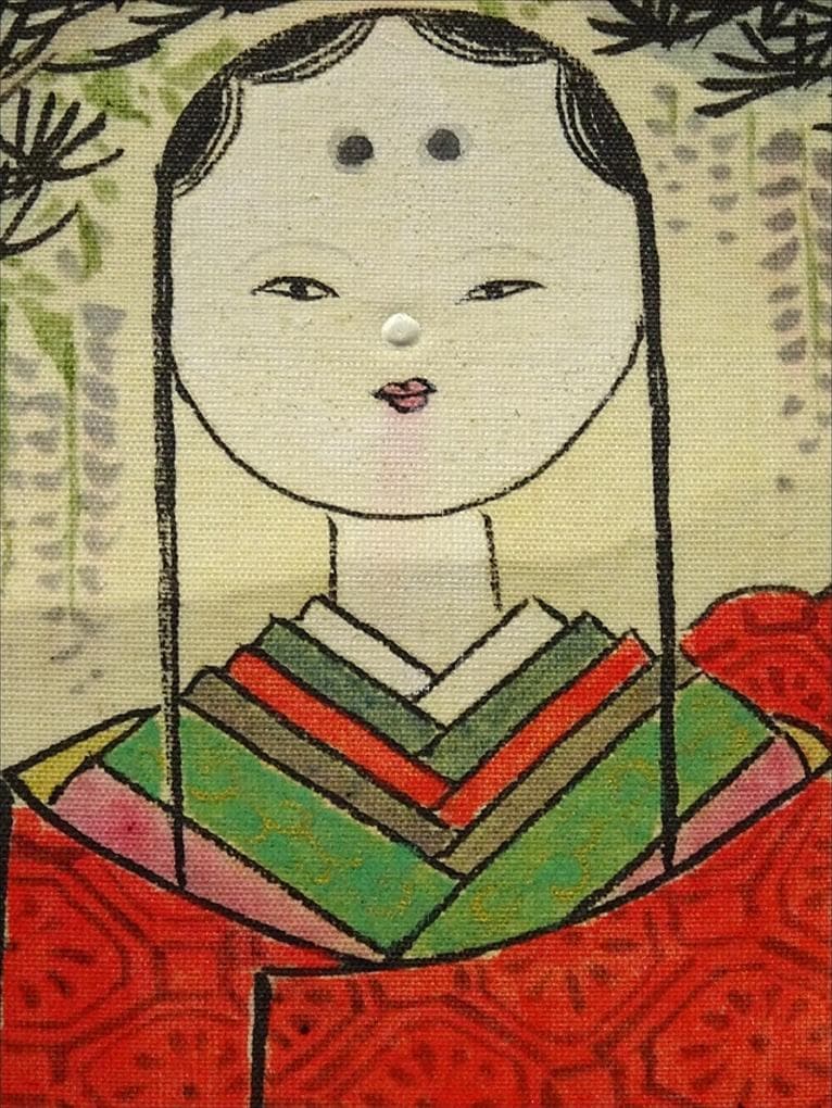 【真作】掛軸 南静山『立雛図』立ち雛 絹本 肉筆 共箱付 掛け軸 a110510