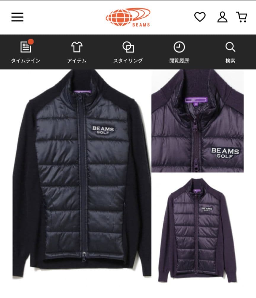 ★美品★BEAMS　GOLF　中綿キルティング フルジップニットブルゾン　XL