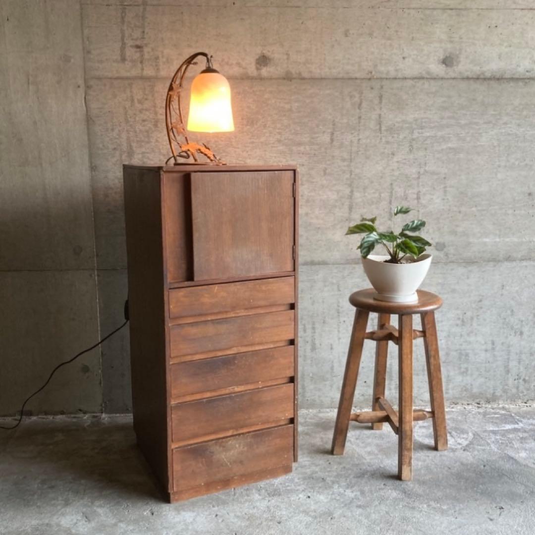 古いキャビネット チェスト ラック 箪笥 電話台 棚 木製 当時物 昭和 レトロ