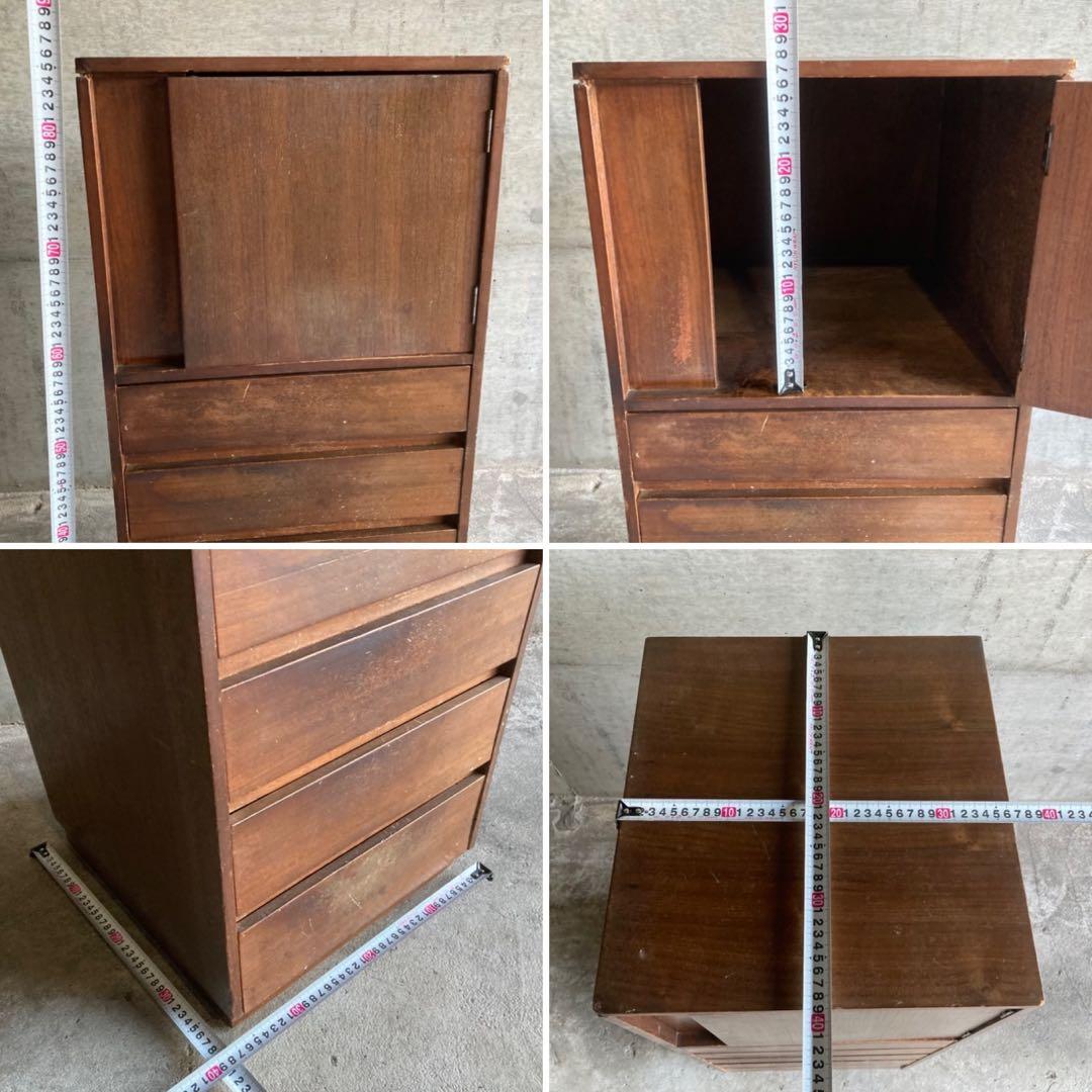 古いキャビネット チェスト ラック 箪笥 電話台 棚 木製 当時物 昭和 レトロ