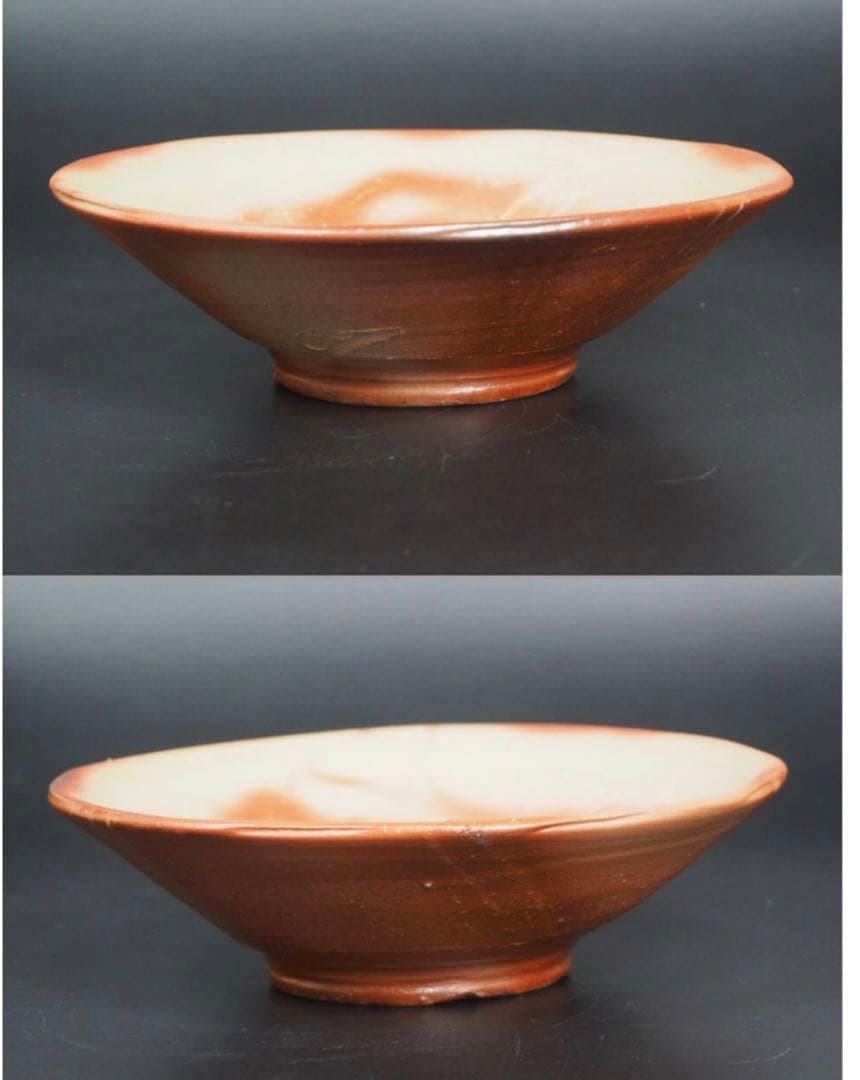 送料無料　人間国宝 藤原 雄作 備前焼火襷・緋襷平茶碗 共箱・共布 真作保証