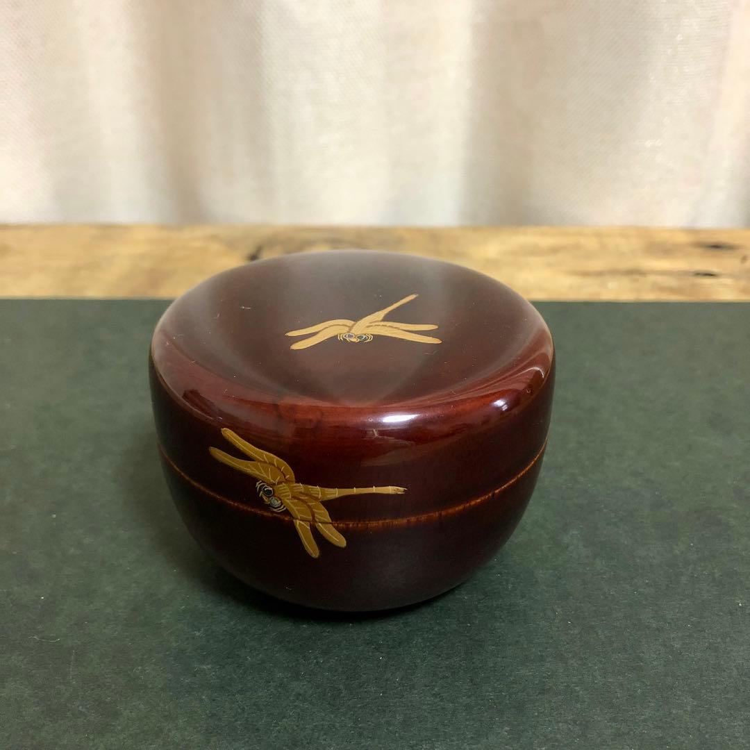 和田瑾斎 蜻蛉蒔絵平棗 共箱 茶道具 勝ち虫 豊穣の象徴
