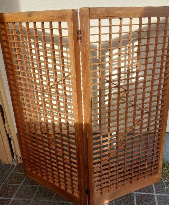 ★骨董品　古民具　木製格子屏風2