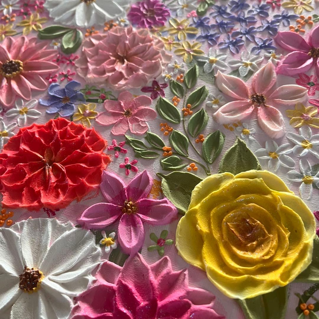 絵画 フラワーアート 花の絵 現代アート アートパネル　花柄　フラワーインテリア