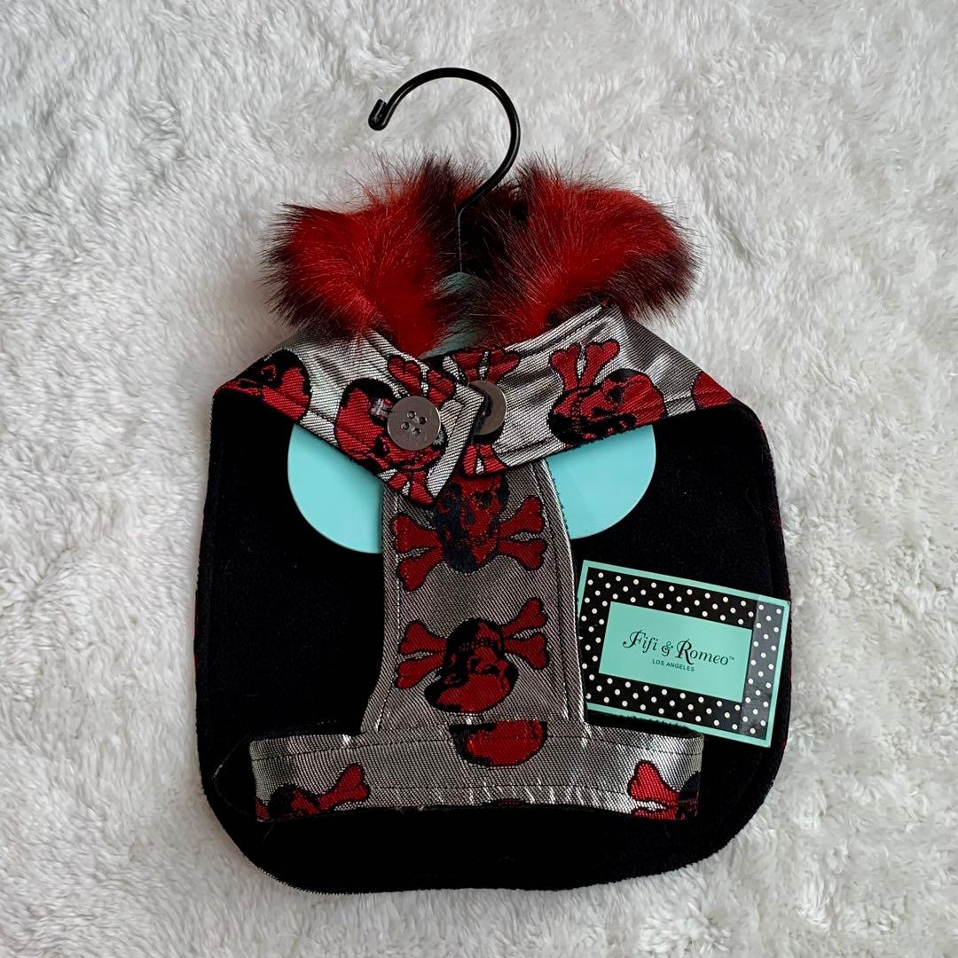 未使用Fifi&Romeoハンガー付きスカル刺繍ファードクロ防寒コート日本製