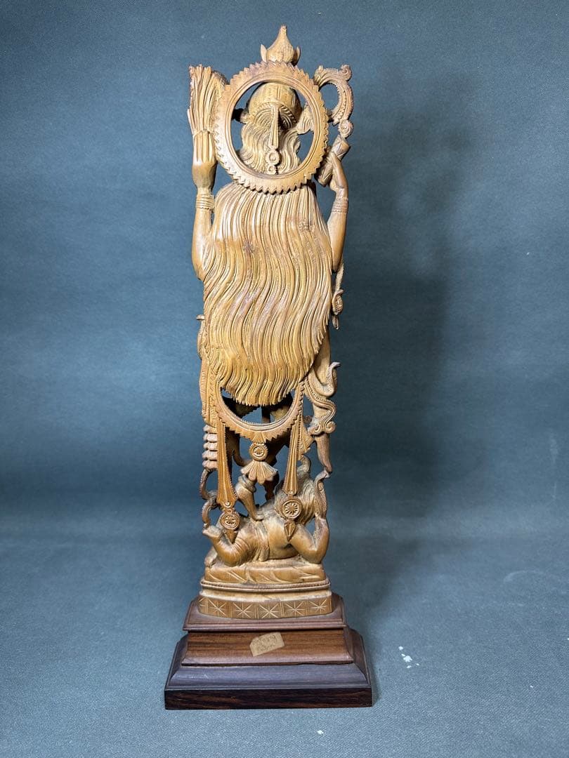 インド　白檀　木彫り　弁財天　仏教美術　仏像 骨董 木像　木製　仏教　置物