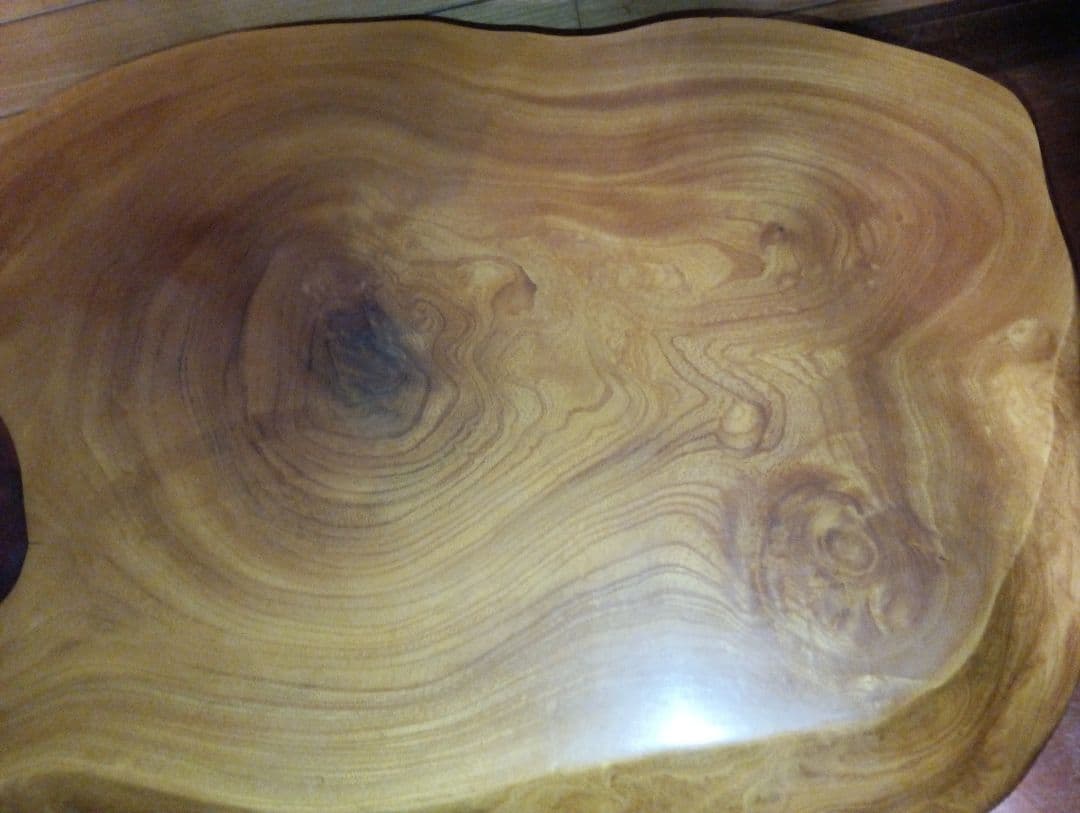 昭和レトロ 木製座卓 天然木 一枚板 センターテーブル 花台 鯉と紅葉のデザイン