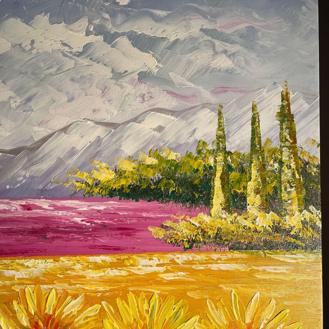 手書き油絵 ひまわり畑 絵画 インテリア 油彩画