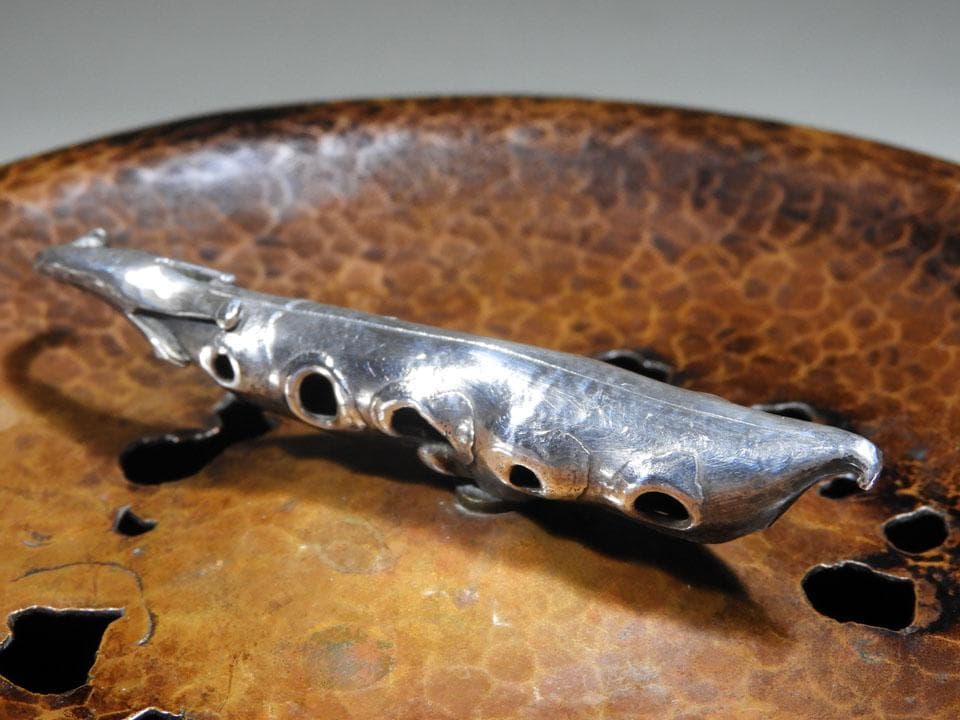 ●清雅堂造 別注一品物 西方正 打上 銅 建水 銀摘 さやえんどう 略歴栞 共箱