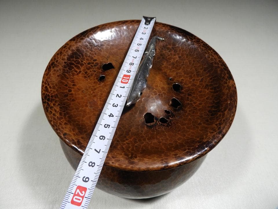 ●清雅堂造 別注一品物 西方正 打上 銅 建水 銀摘 さやえんどう 略歴栞 共箱