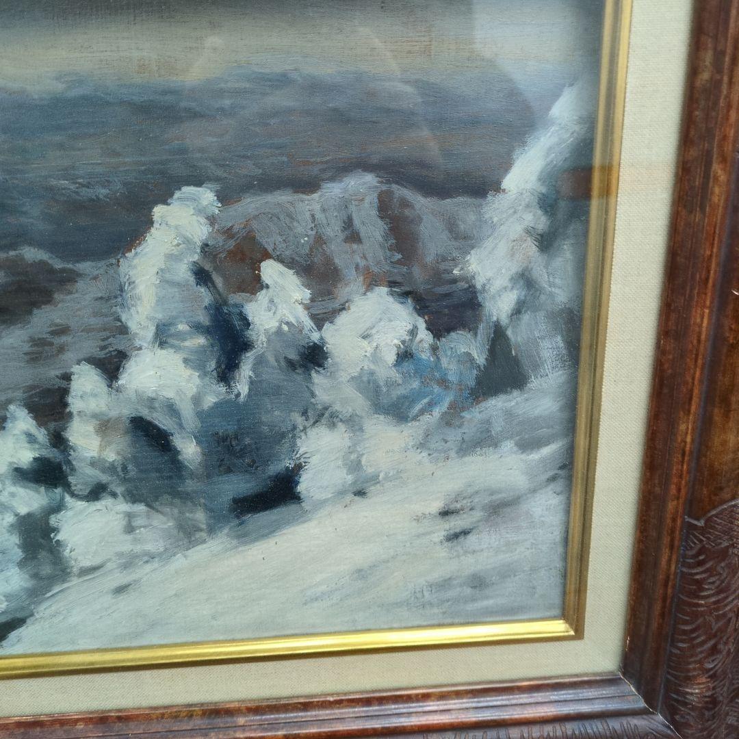 物故　小松恒太郎の 「雪景色」F４　油彩画 フレーム付き