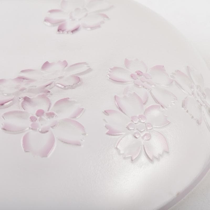ガラス工芸　荒木良忠作　桜刻　皿　共布共箱　C　9100