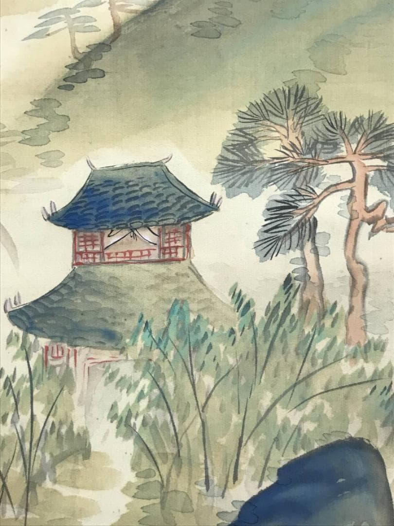 【真作】松本仙挙/師.山元春挙/山水図/山水人物図/掛軸/名家伝来/AC-677