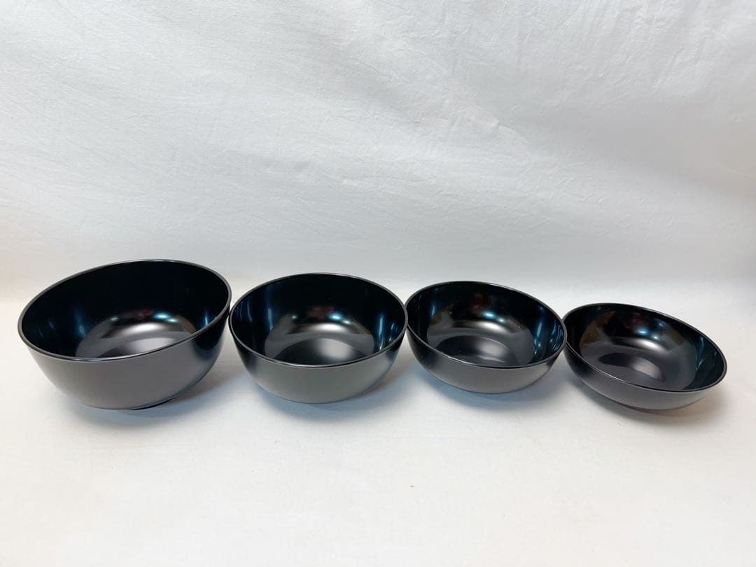 未使用 懐石道具 黒塗 四つ椀 小丸椀 2客揃 汁椀