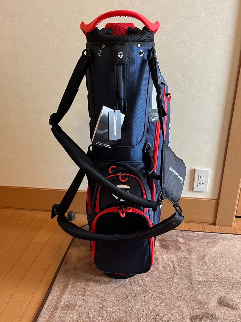 新品未使用TaylorMade スタンドバッグ ネイビー/レッド　ネームタグ付