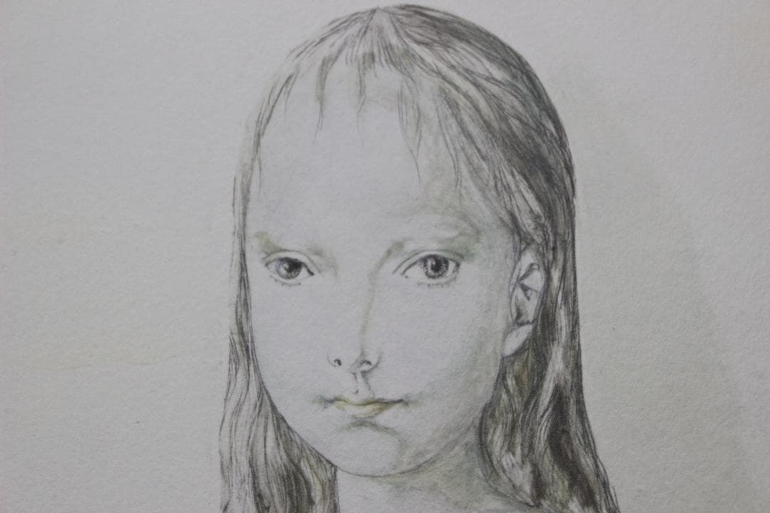 藤田嗣治 エスタンプリトグラフ「花を持つ少女」 3/75