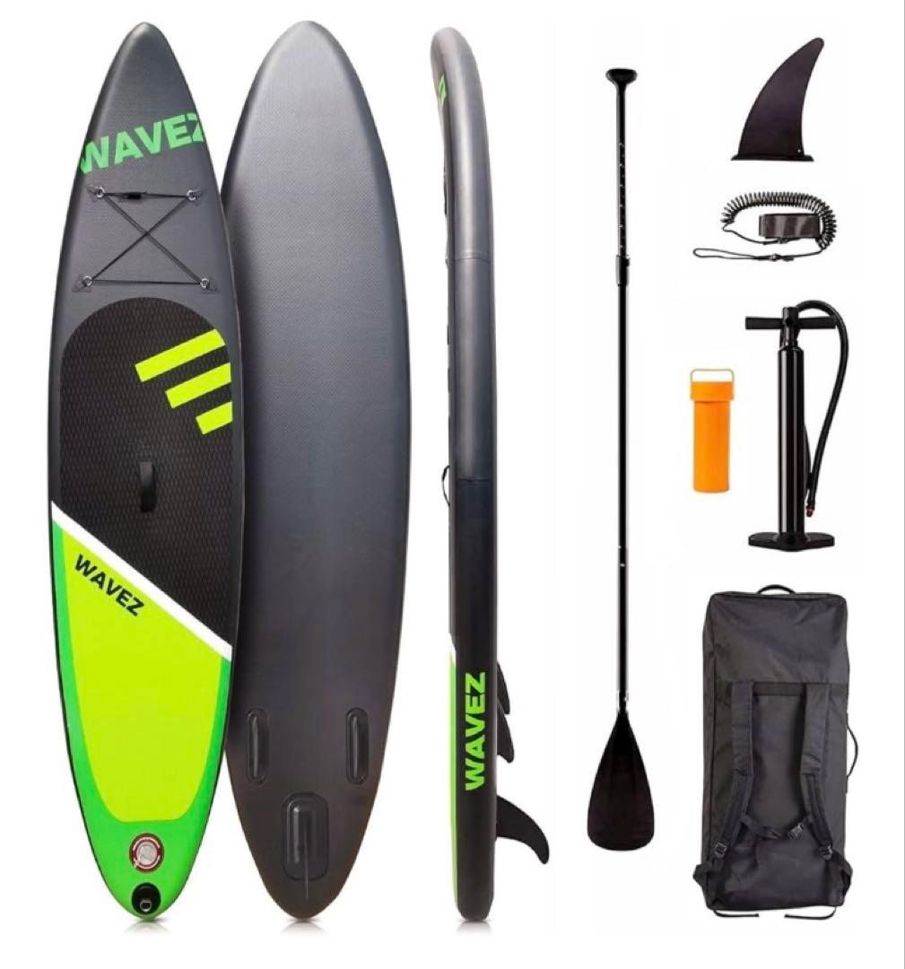 インフレータブルスタンドアップパドルボード ブラック/グリーン　SUPボード