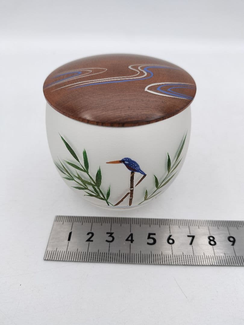 c160 硝子茶器 川蝉蒔絵 麗峰 木箱 茶道具 古物