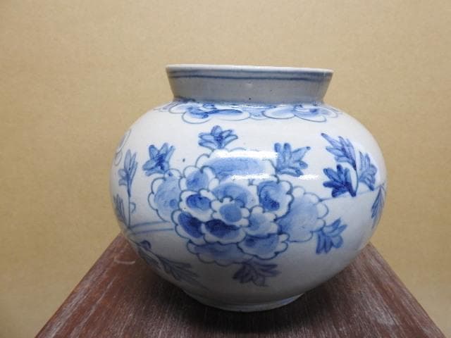 李朝染付壺　合せ箱　MA460