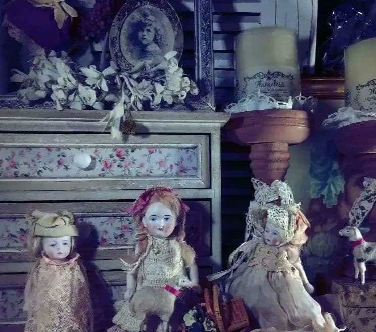 Hertwig❀アンティークビスクドール　おさげの女の子♪小物付