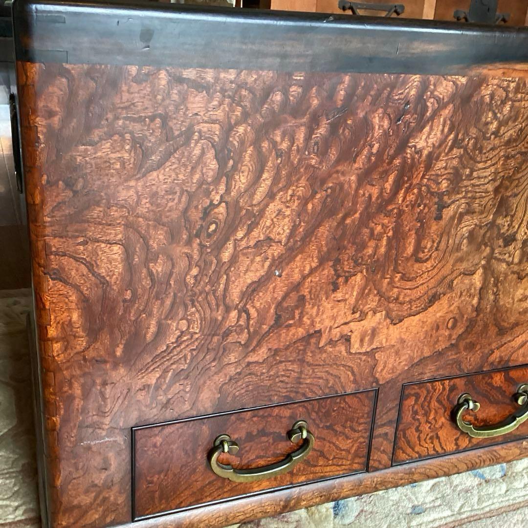 江戸火鉢　長火鉢　関東火鉢　欅　玉杢　銘木　（特注五徳付）