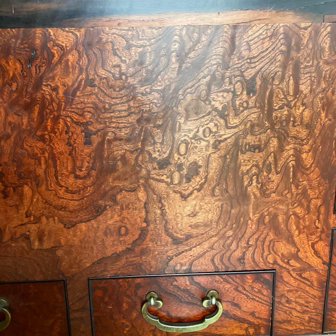 江戸火鉢　長火鉢　関東火鉢　欅　玉杢　銘木　（特注五徳付）