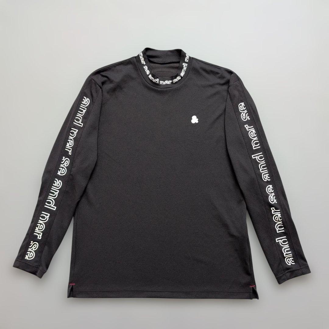 【極美品】アンパスィゴルフ　モックネックシャツ長袖　サイドライン　黒　L