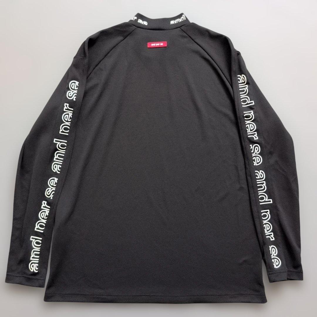 【極美品】アンパスィゴルフ　モックネックシャツ長袖　サイドライン　黒　L