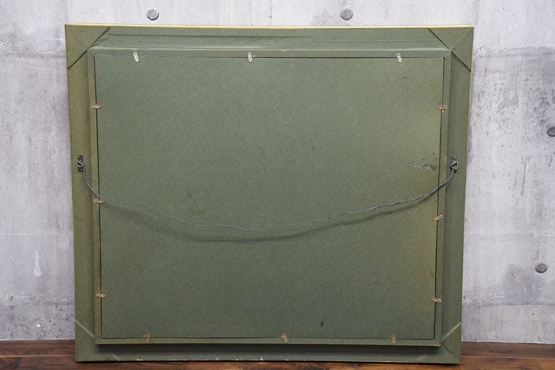 EDK47 作者不明 サイン有 F20号 油彩画 肉筆 額装 金縁 大作 風景画