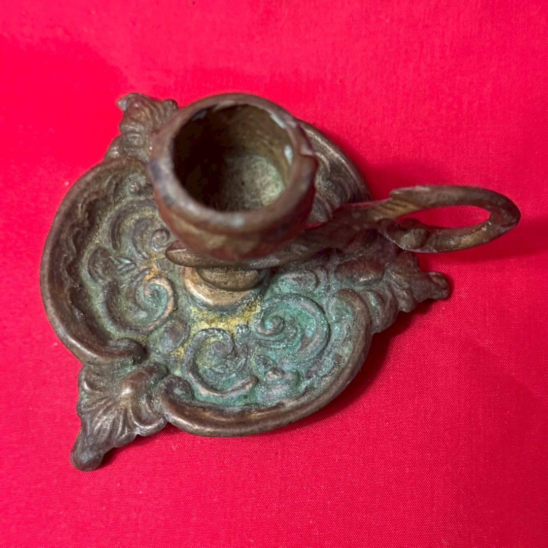 アンティーク　真鍮　蝋燭立て　手持ち蝋台　キャンドルスタンド