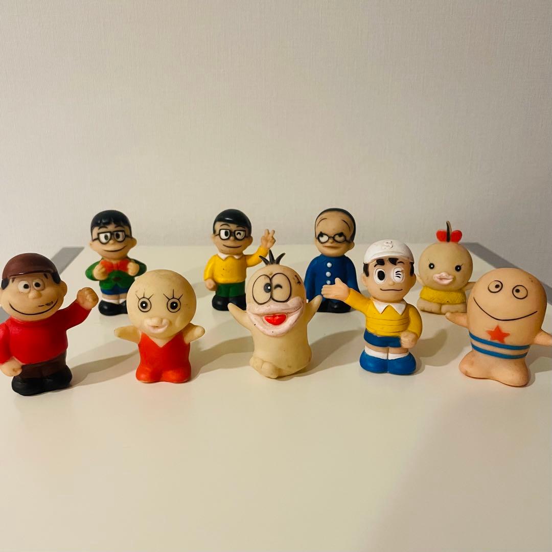 ★希少★ 昭和 バンダイ オバケのQ太郎 わいわい大集合 ソフビ指人形9体セット