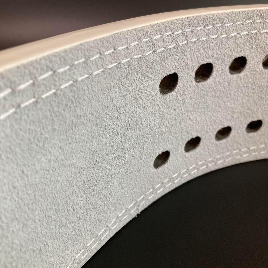 本革13mm パワーベルト 筋トレ パワーリフト XL size 可変式 白×黒