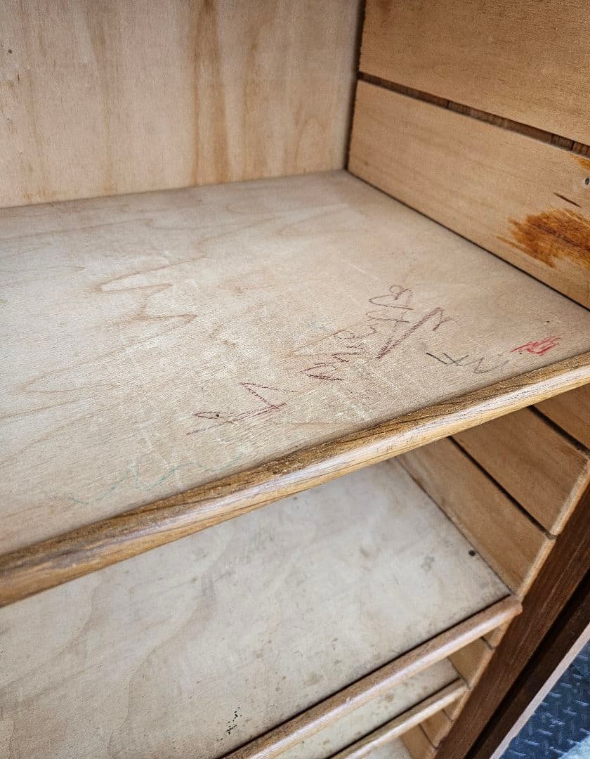 フランスアンティーク 蛇腹のファイルキャビネット 木製 飾り棚 下駄箱