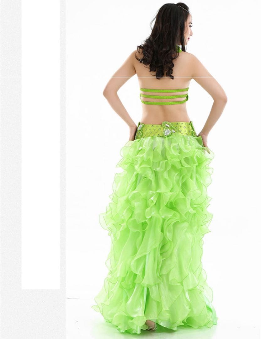 ベリーダンス衣装 セットアップ 黄緑 Mサイズ