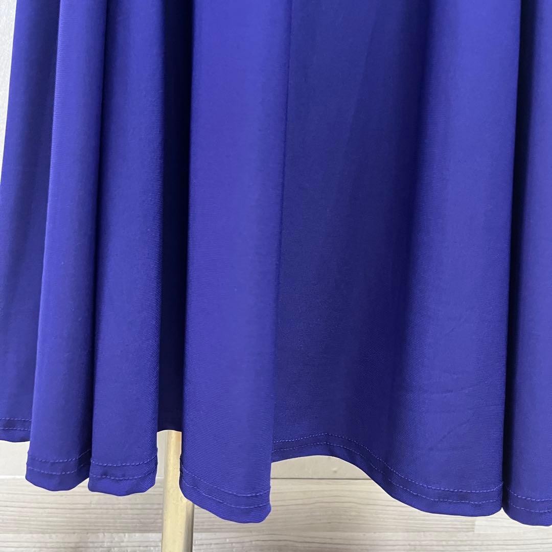 新品 社交ダンス ワンピース 青紫 無地 サイズML