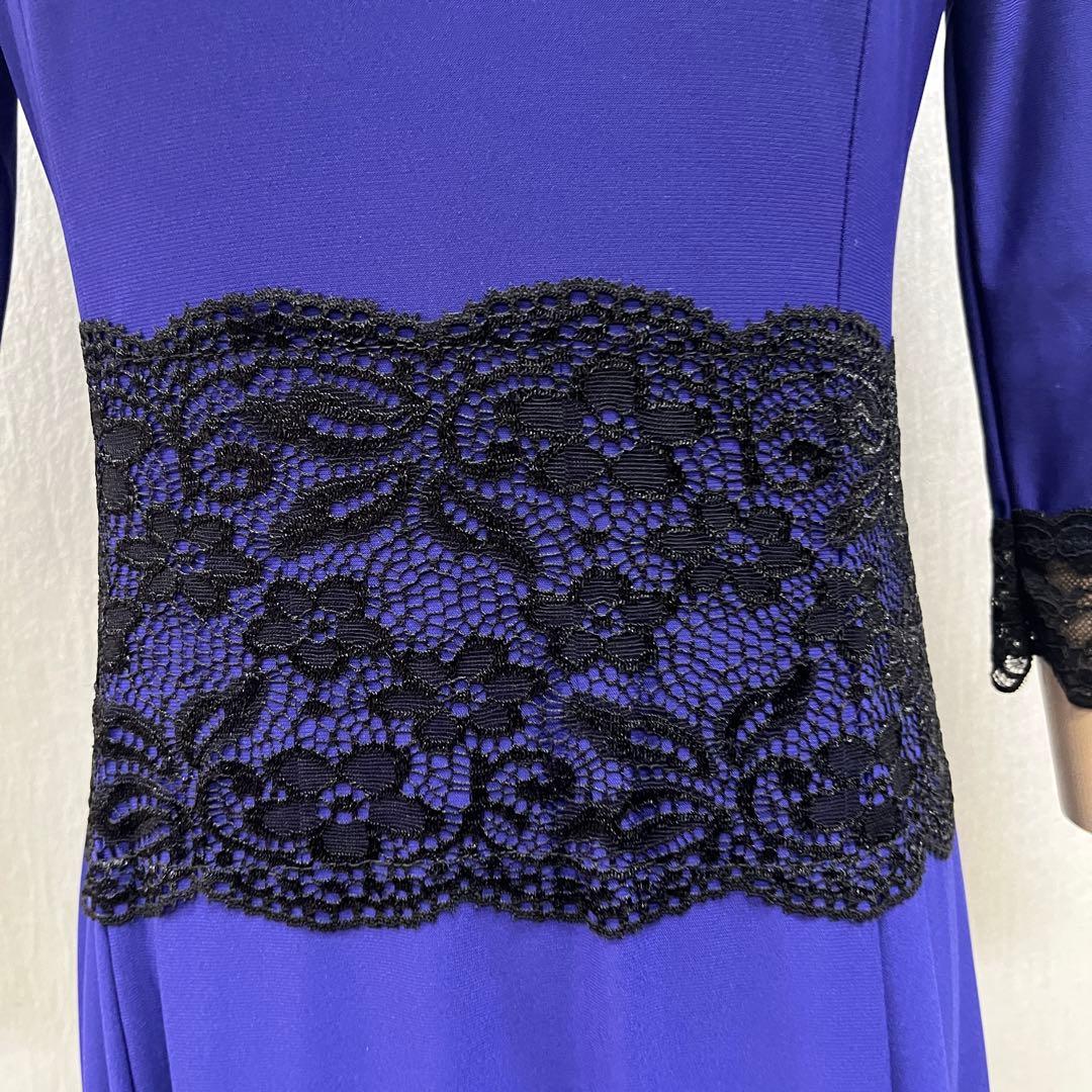 新品 社交ダンス ワンピース 青紫 無地 サイズML