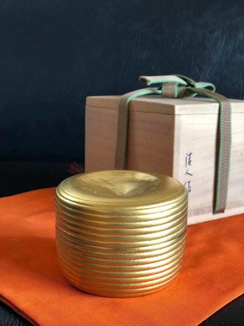 茶道具　茶入れ　棗　小崎清人作　外金　茶器　共箱付き　銘有