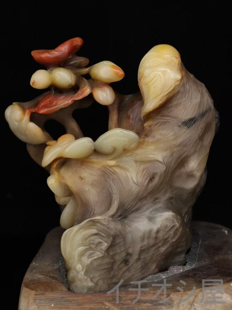 中国古美術 寿山石紅芙蓉石彫 寿星随形印材 印章置物 手彫精緻 文房 印鑑 開運