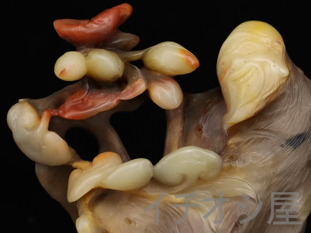 中国古美術 寿山石紅芙蓉石彫 寿星随形印材 印章置物 手彫精緻 文房 印鑑 開運