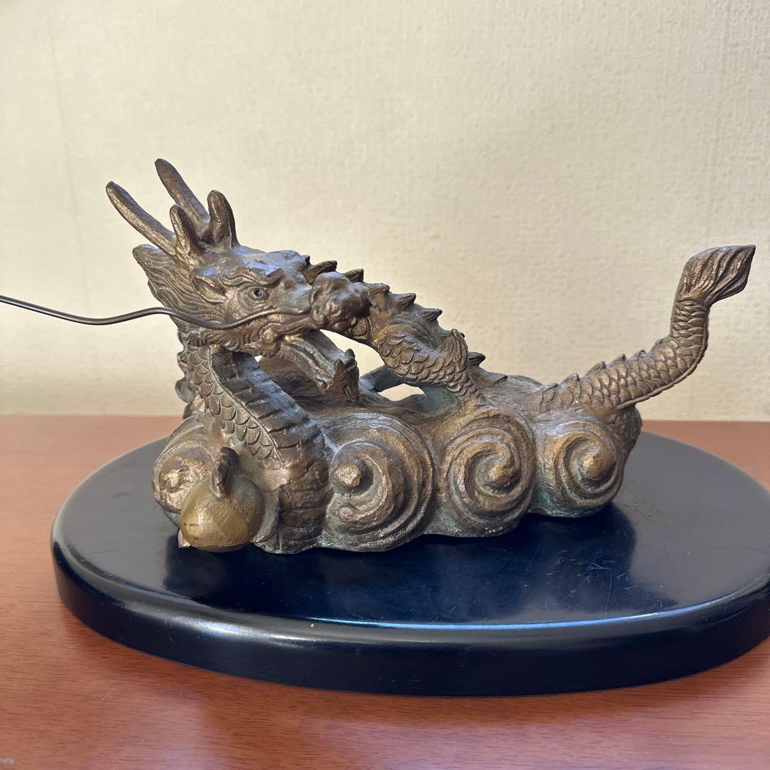砂原放光 雲龍 鋳物 放光作 辰 龍 古美術 骨董 縁起物 置物 床間 伝統工芸