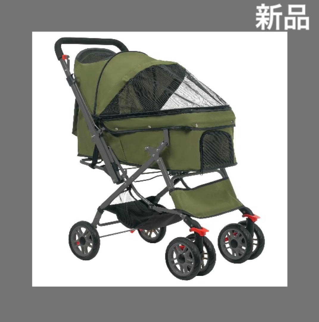 ペットカート　ドッグカート　ペット用品　犬用品　4輪　多機能　グリーン