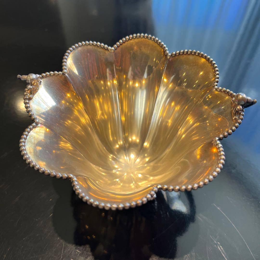 アンティーク　銀製　花びら型ボウル