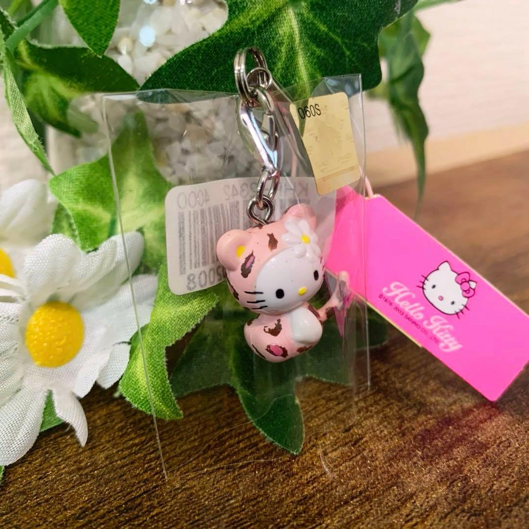 【激レア】ハローキティ　韓国限定　2003年　根付 ピンクヒョウ柄　ストラップ