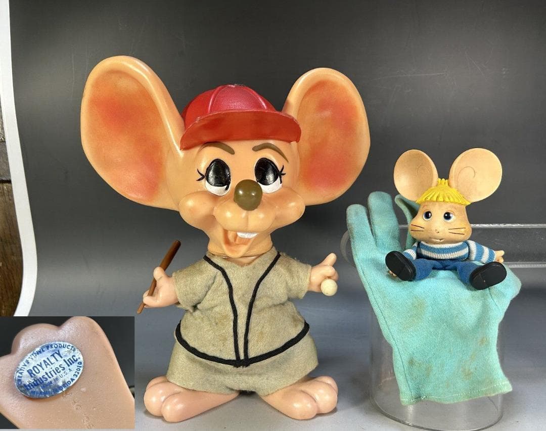 ７０年代　トッポジージョ 野球　ソフビ　貯金箱　指人形　ビンテージ　フィギュア