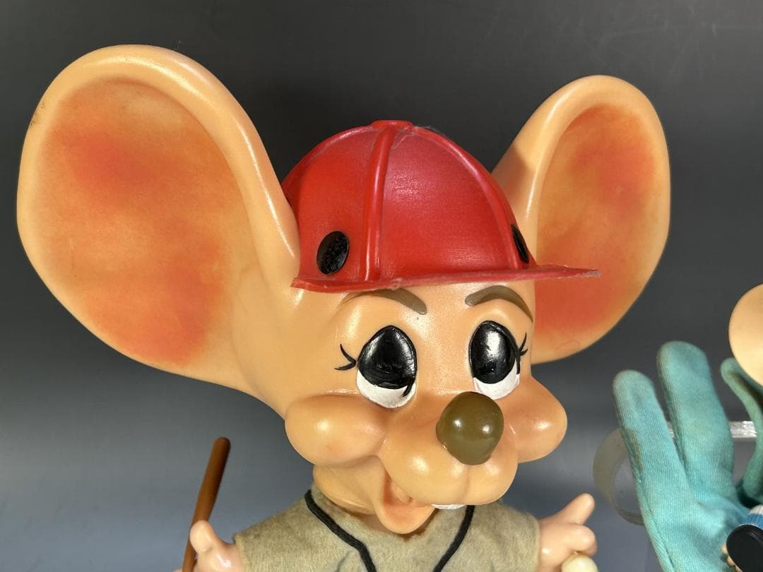 ７０年代　トッポジージョ 野球　ソフビ　貯金箱　指人形　ビンテージ　フィギュア