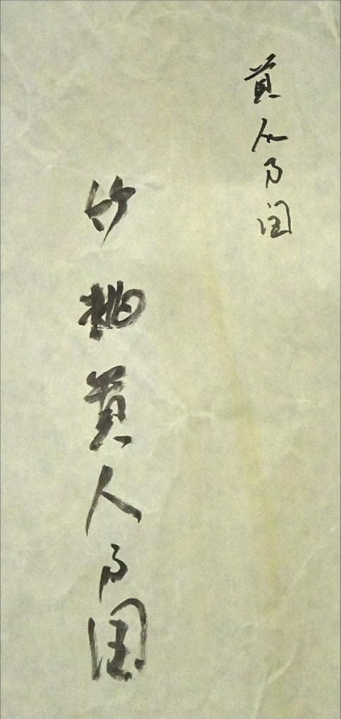 掛軸 王依渓『竹桃貴人の図』中国画 絹本 肉筆 共箱付 掛け軸 g030314